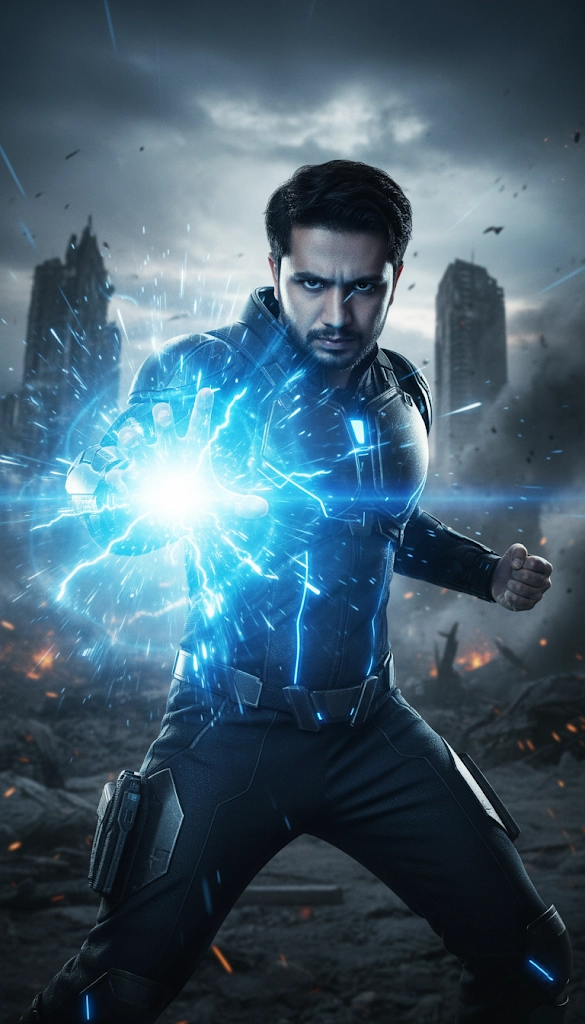 Intense Blue Energy Blast