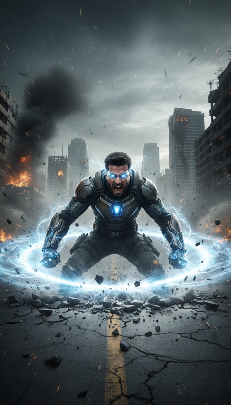 Man punching the road